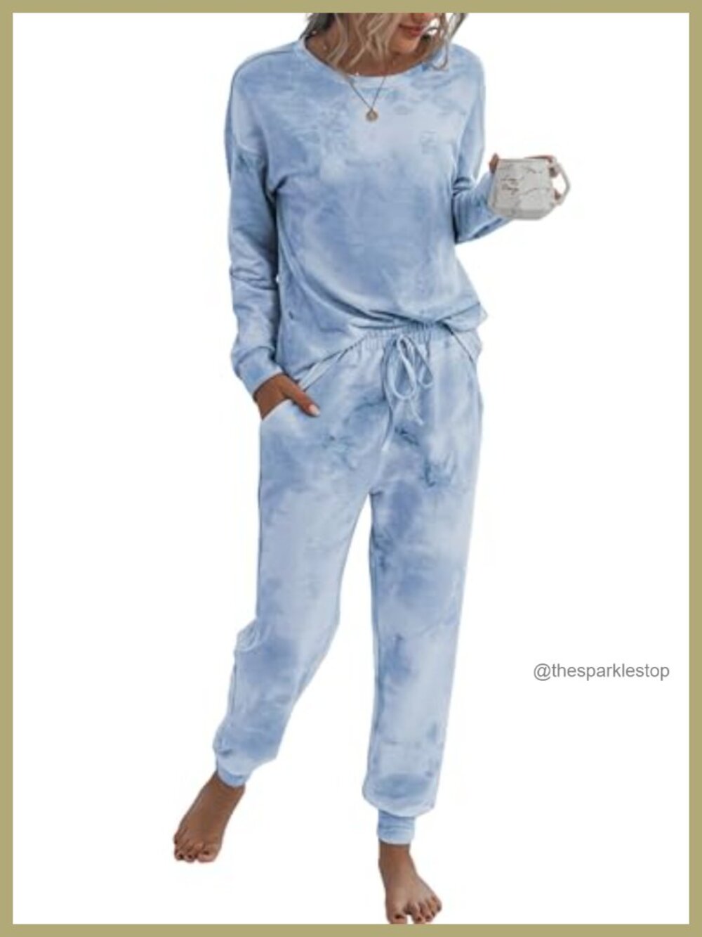 Women's 2 Piece Pajama Set Long Sleeve Lounge Jogger Drawstring